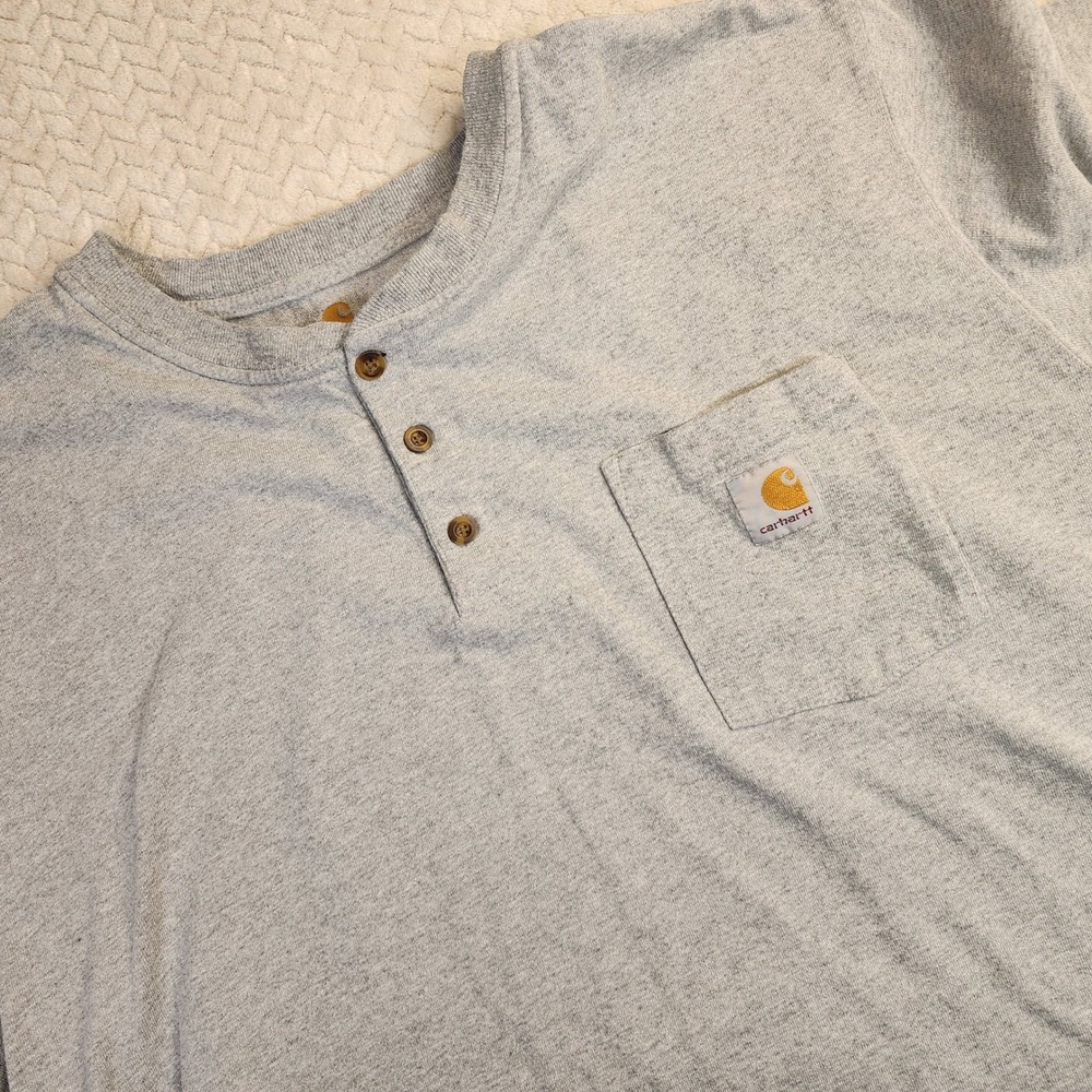 Carhartt Mens 2XL Gray Original Fit Short Sleeve Henley Pocket T-Shirt